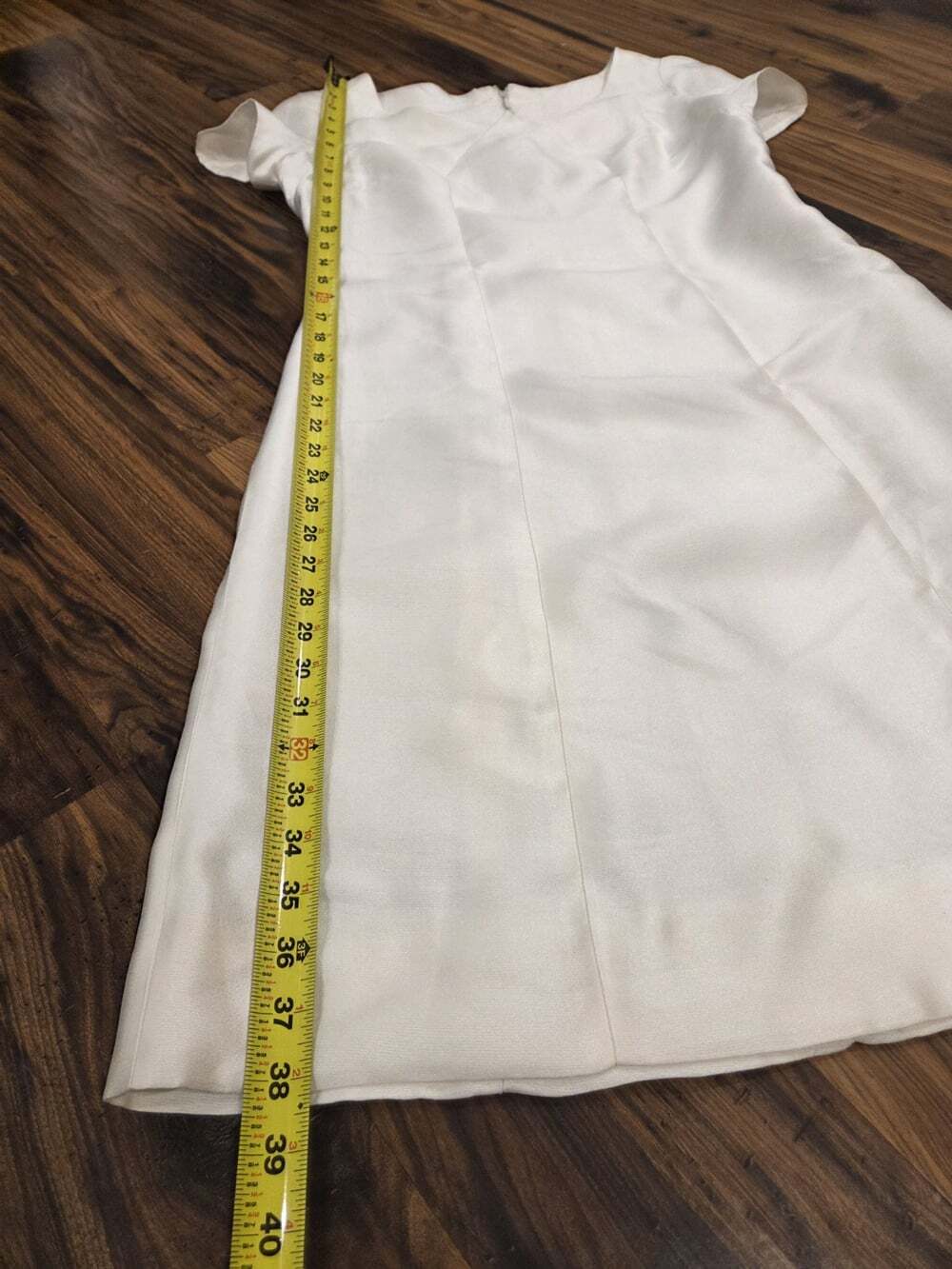 Vtg Pauline Feinstein Ivory Sheath Dress Sz M Estimate ILGWU Metal Zip Retro MCM - Picture 7 of 7